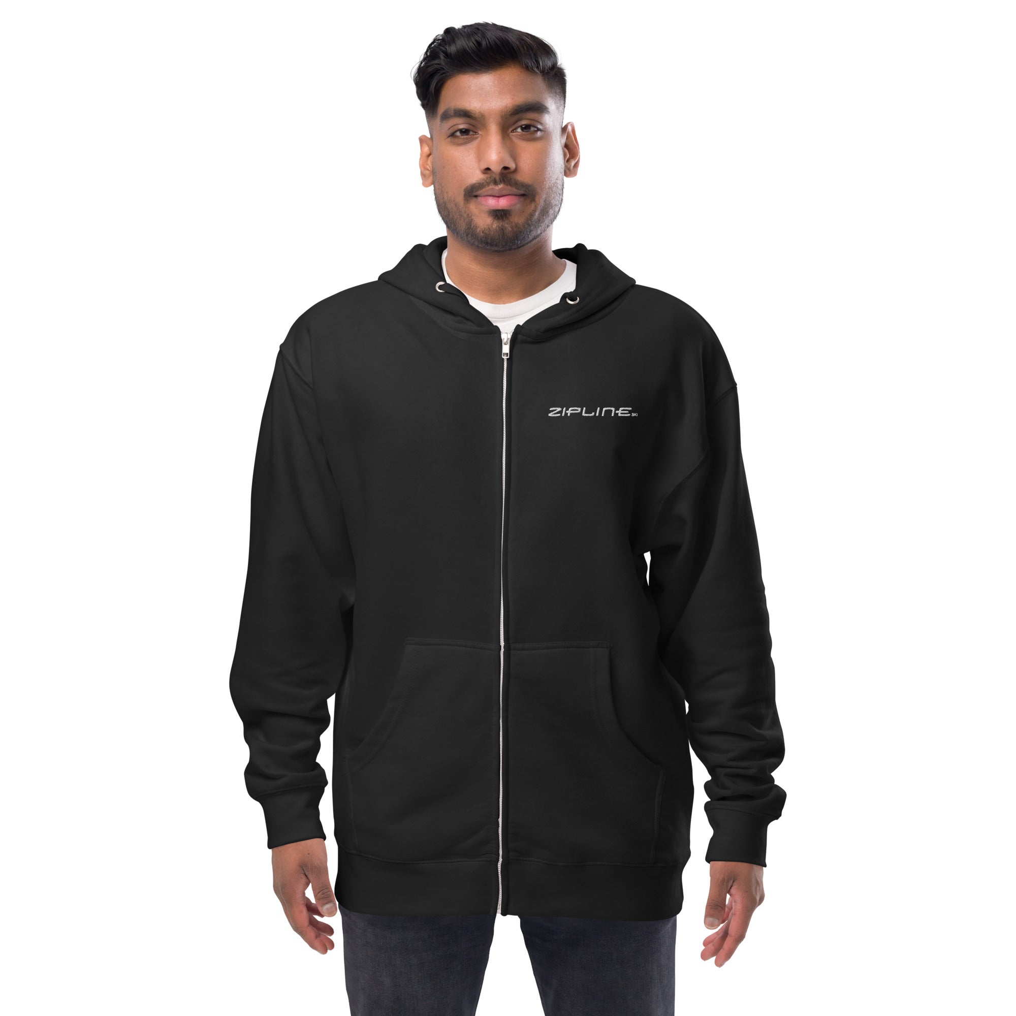 Unisex fleece zip up hoodie - ZiplineSki