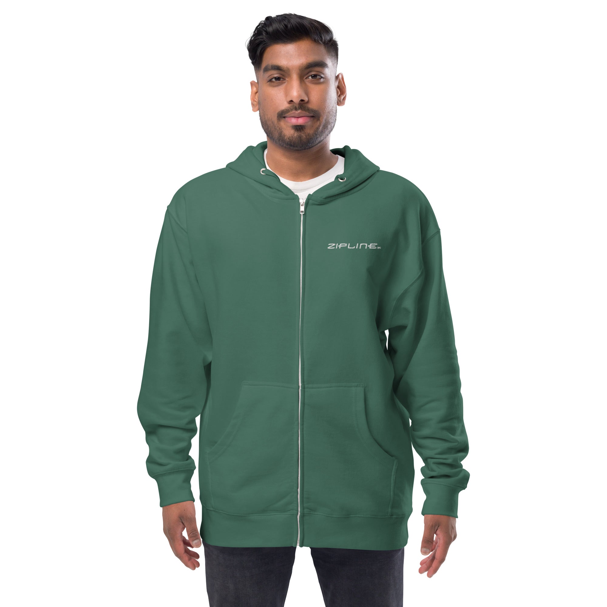 Unisex fleece zip up hoodie - ZiplineSki