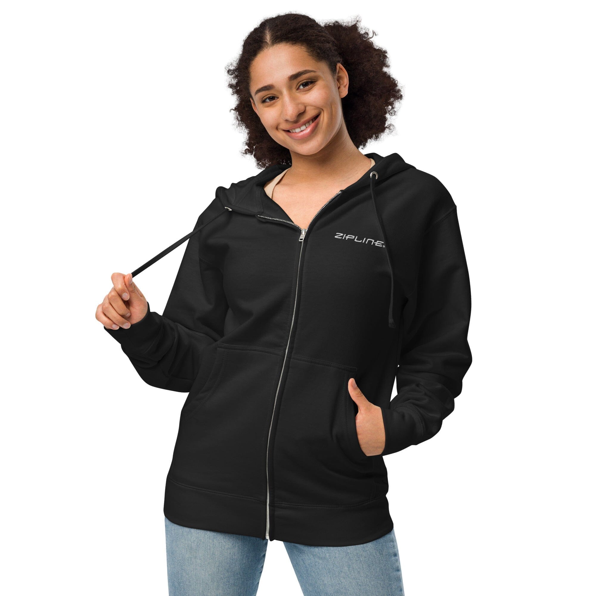 Unisex fleece zip up hoodie - ZiplineSki