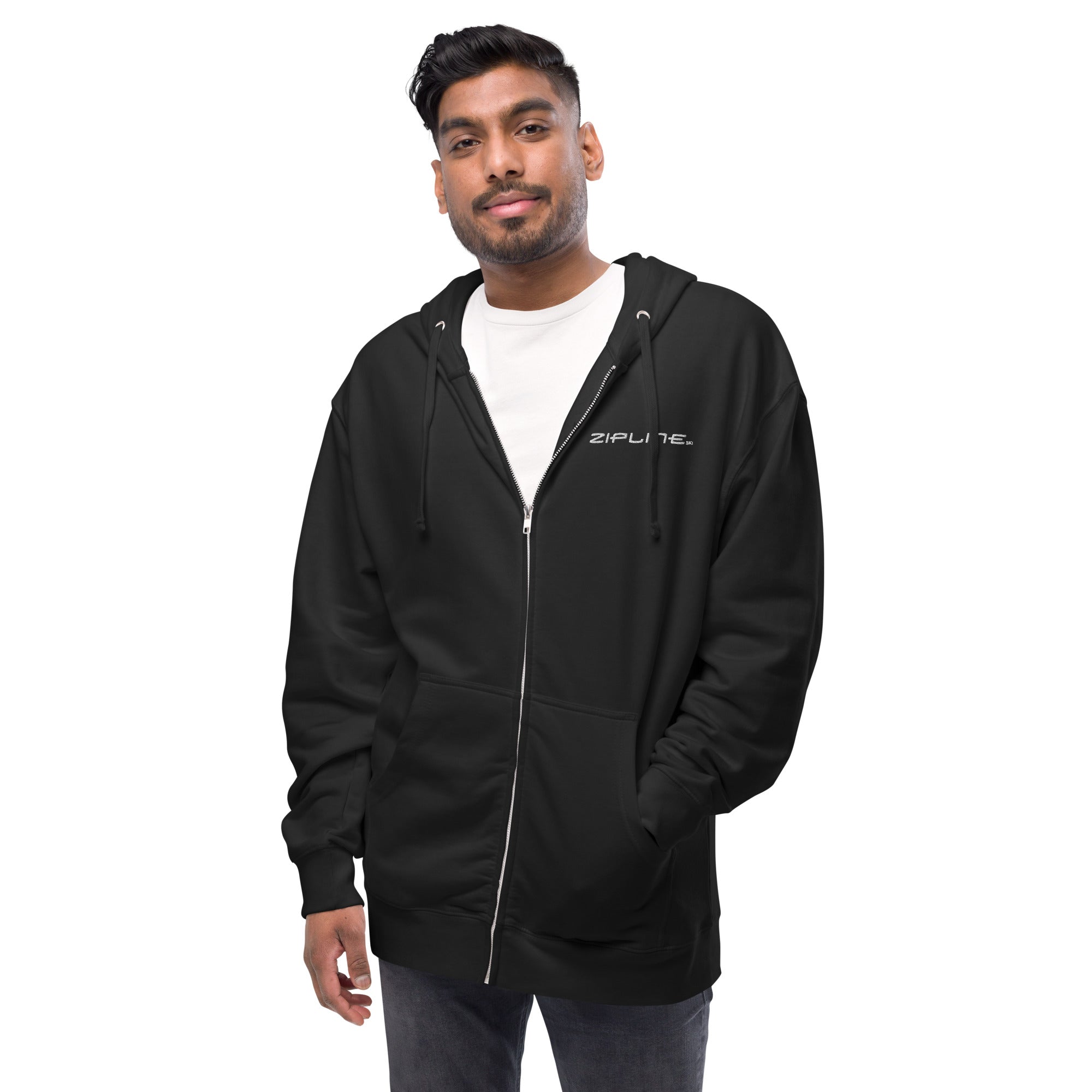 Unisex fleece zip up hoodie - ZiplineSki