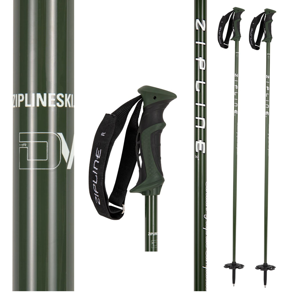 Zipline Blurr 16.0 Graphite Composite Ski Poles Ski Poles ZiplineSki Army Green - David Wise Edition 40" in. / 102 cm 